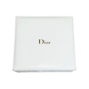 Dior Faux Leather Satin Lined Hinged White/Gold Jewelry Storage Display Gift Box